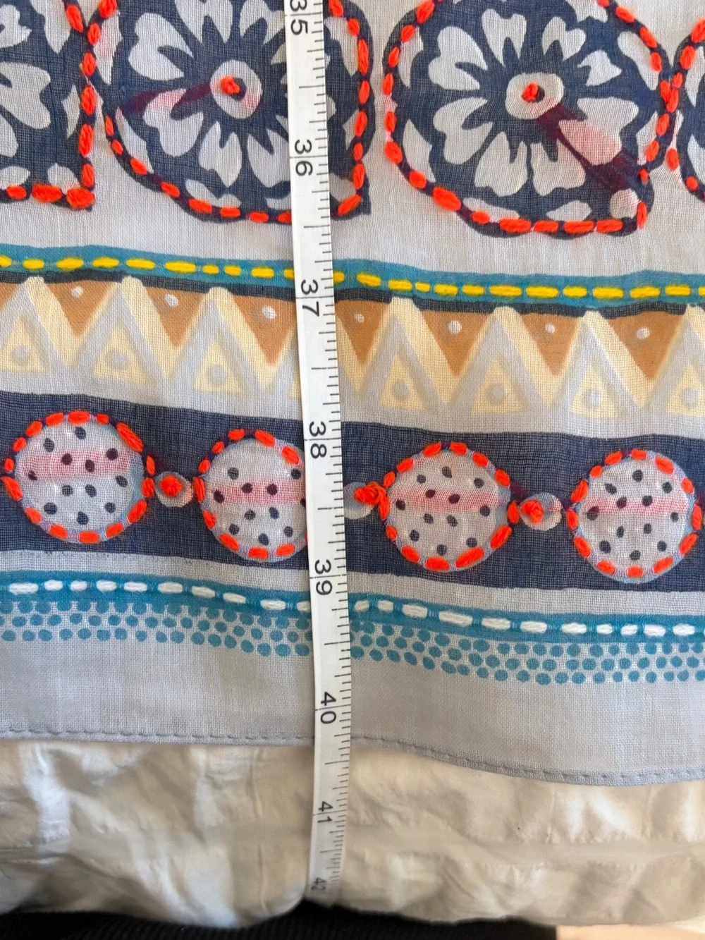 NWT Aratta Silent Journey Mulitcolor Cotton Scarf With Patterns and Embroidery